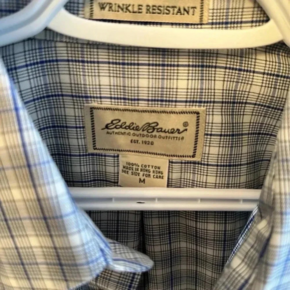 Eddie Bauer Plaid Button Down Shirt Mens Medium Wrinkle Resistant Relaxed Fit - Picture 3 of 4